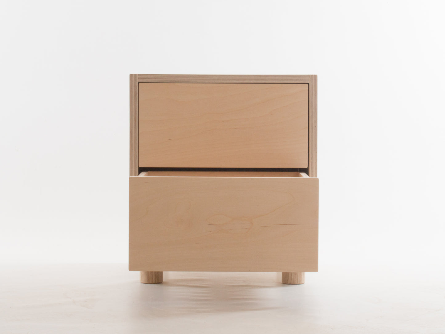 Box Side Table with Double Drawers