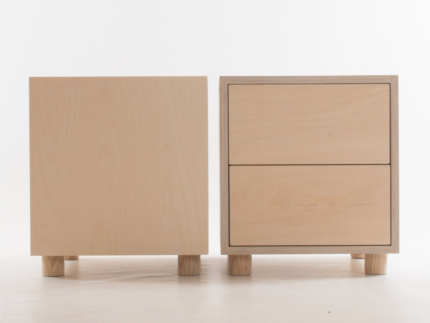Box Side Table with Double Drawers