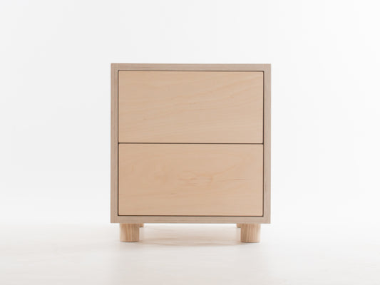 Box Side Table with Double Drawers