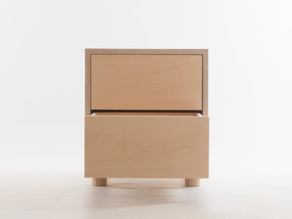 Box Side Table with Double Drawers