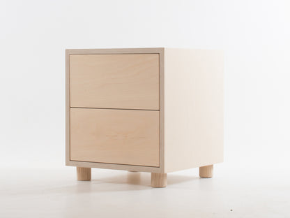Box Side Table with Double Drawers
