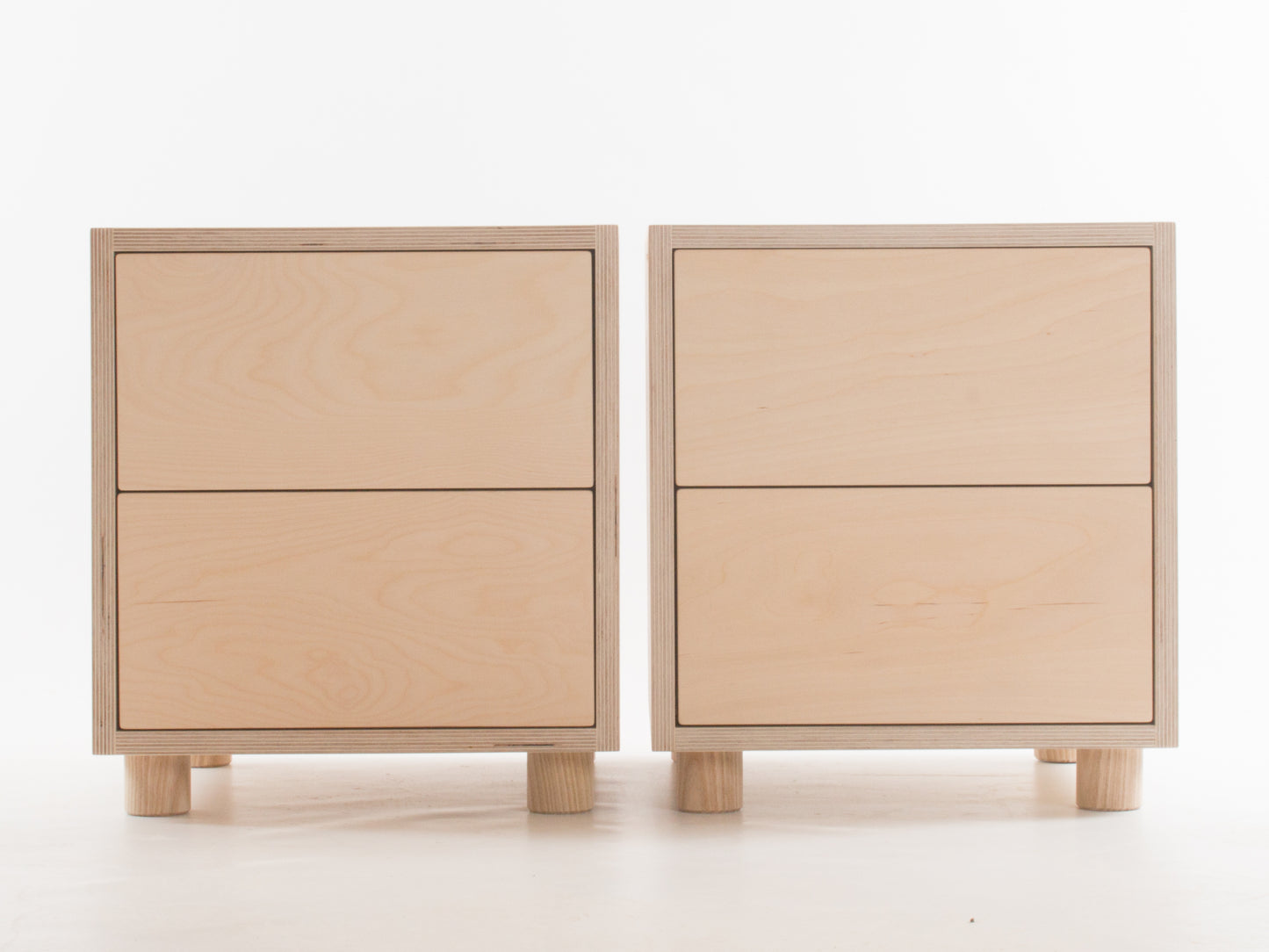 Box Side Table with Double Drawers